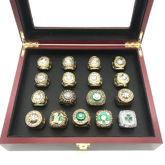 Set 17pcs Rings Boston Celtics  Championship With Display Box Gift Fan